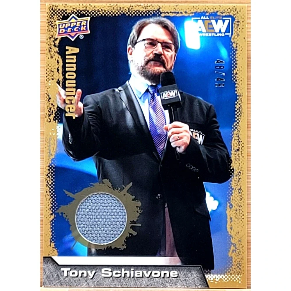 2022 UPPER DECK AEW TONY‎ SCHIAVONE  GOLD RELIC #D/49